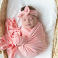 Swaddle Blanket, Hat and Headband Set - Pink