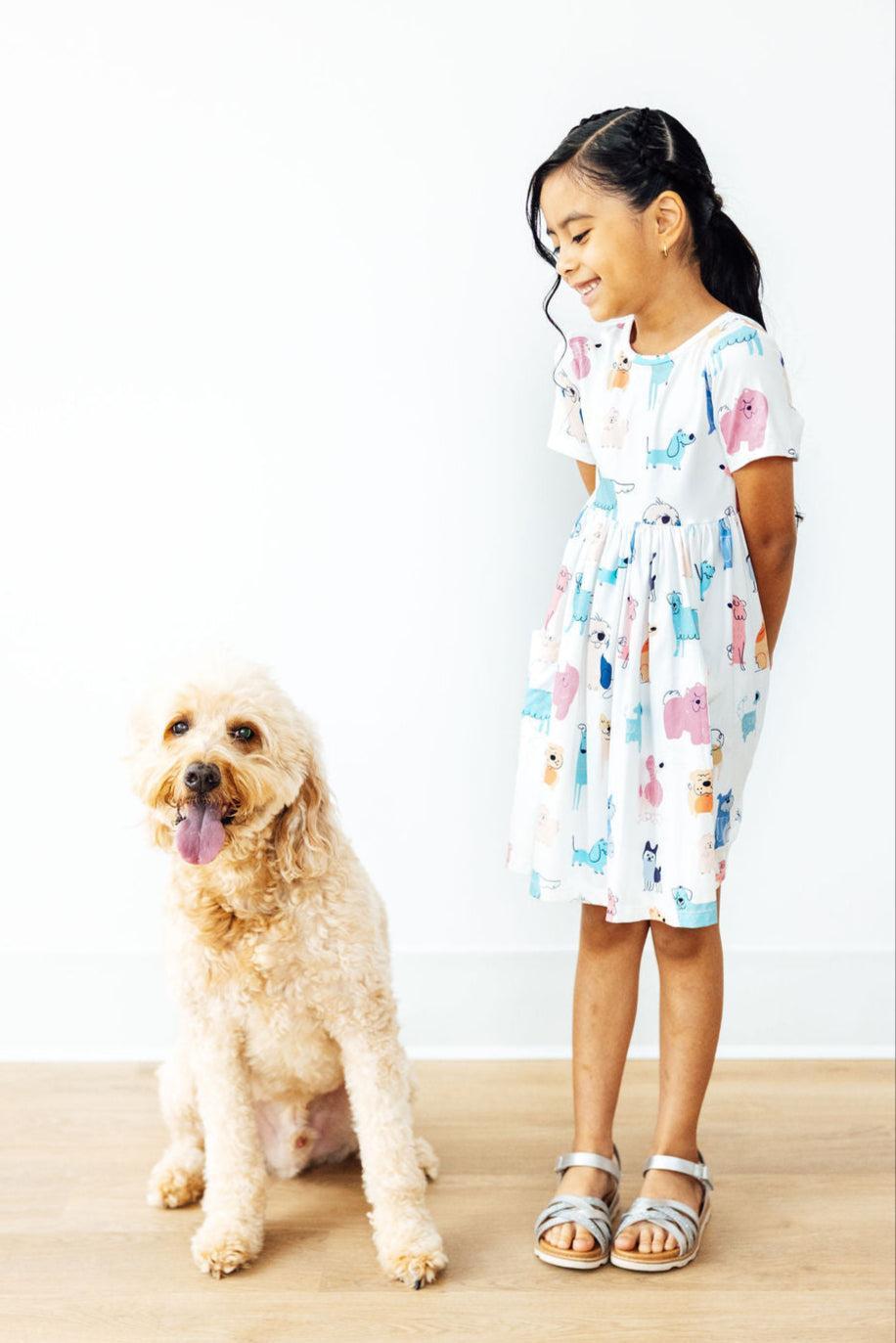 Puppy Pals Short Sleeve Pocket Twirl Dress