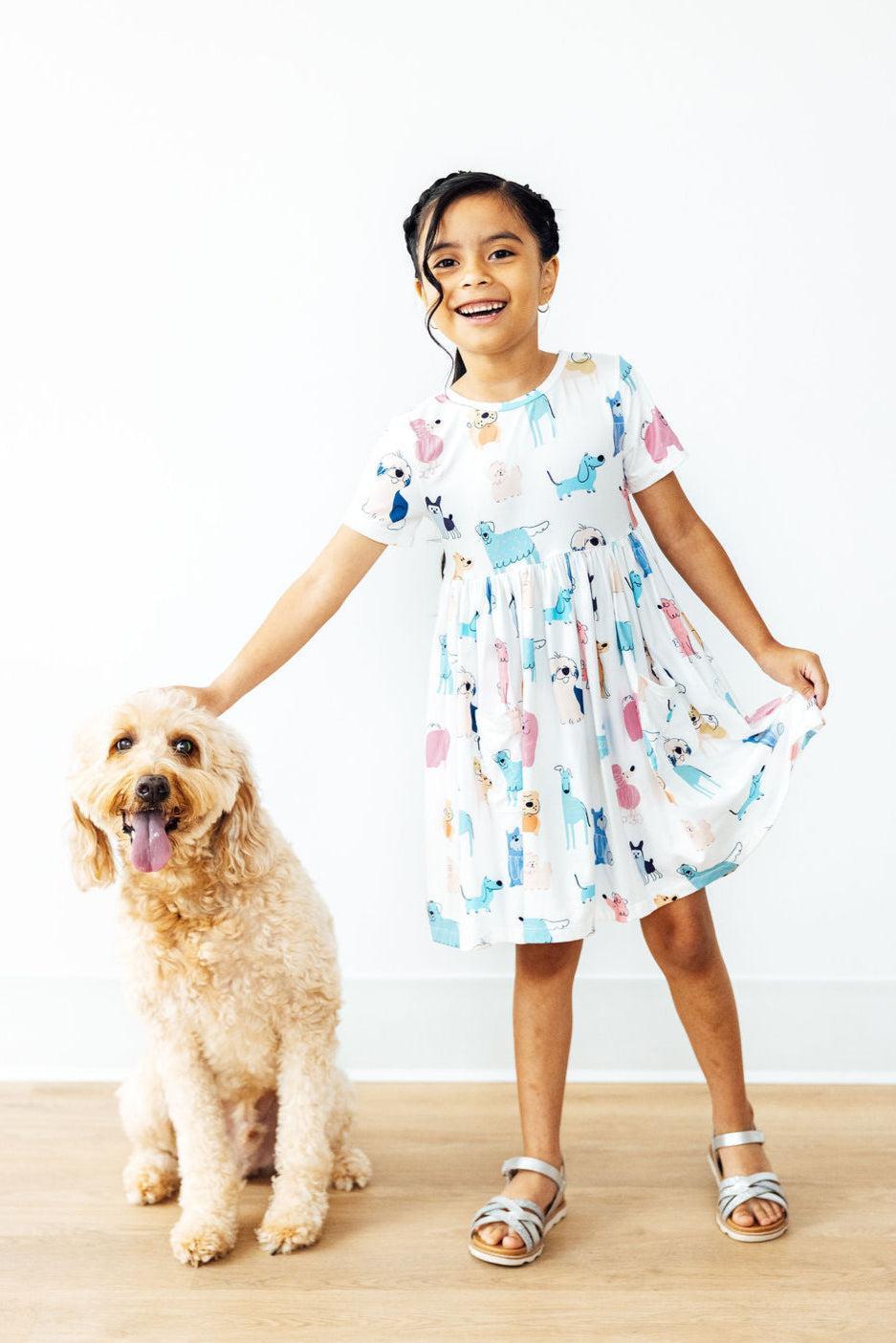 Puppy Pals Short Sleeve Pocket Twirl Dress
