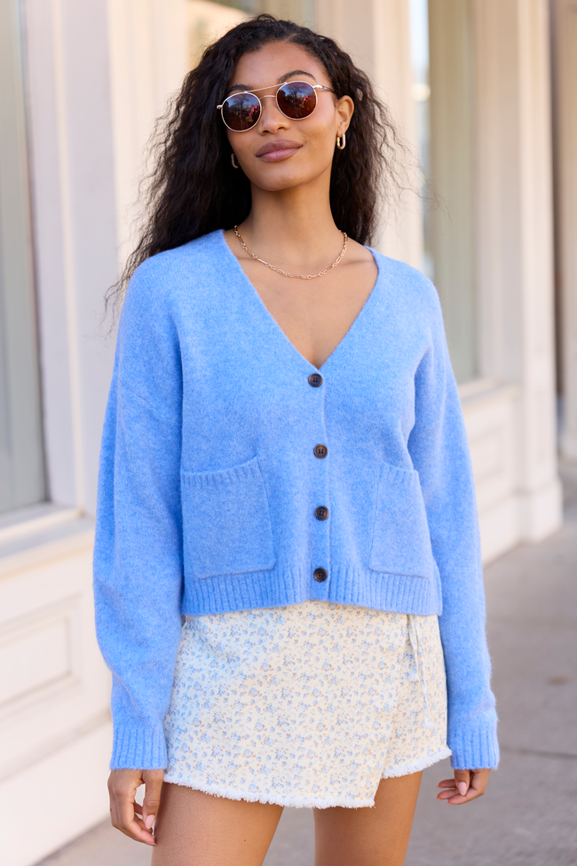 Kathryn Blue Long Sleeve Cardigan