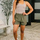 Rile Me Up High Waisted Shorts in Dusty Olive