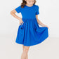 Royal Blue Short Sleeve Pocket Twirl Dress
