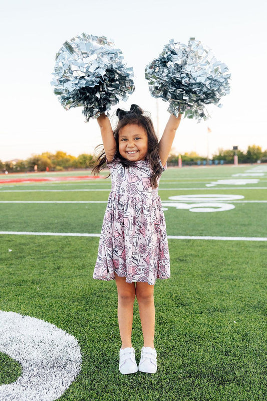 Cheer Short Sleeve Pocket Twirl Dress