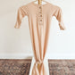 Sand Knotted Baby Gown Set With Hat/Headband Option (Newborn-3 months)