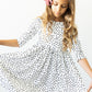 Scattered Dot 3/4 Sleeve Pocket Twirl Dress