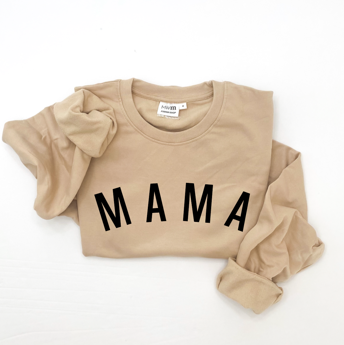 Mama Curved Adult Crewneck - Black Design