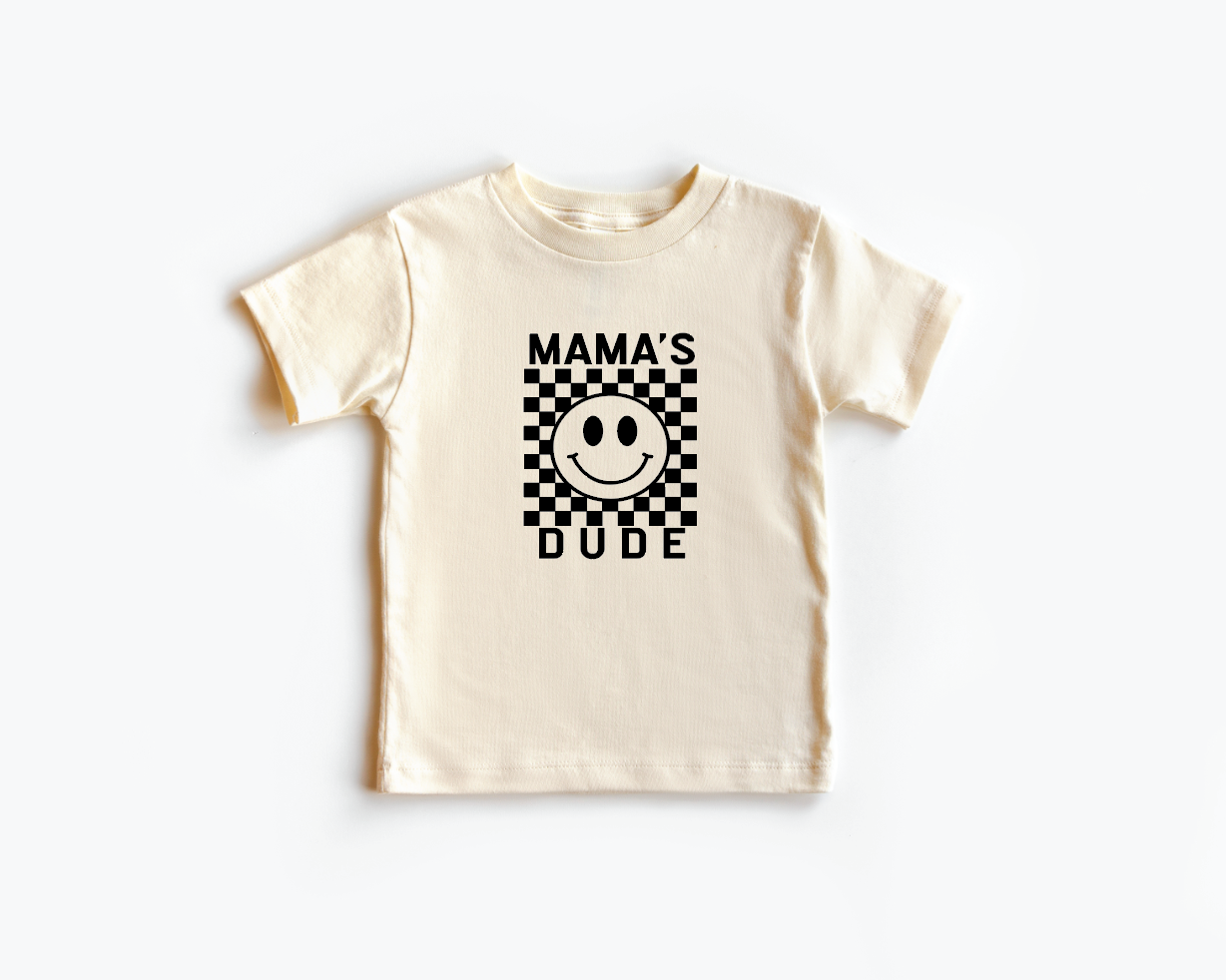 Mama's Dude Checkered Tee - Natural