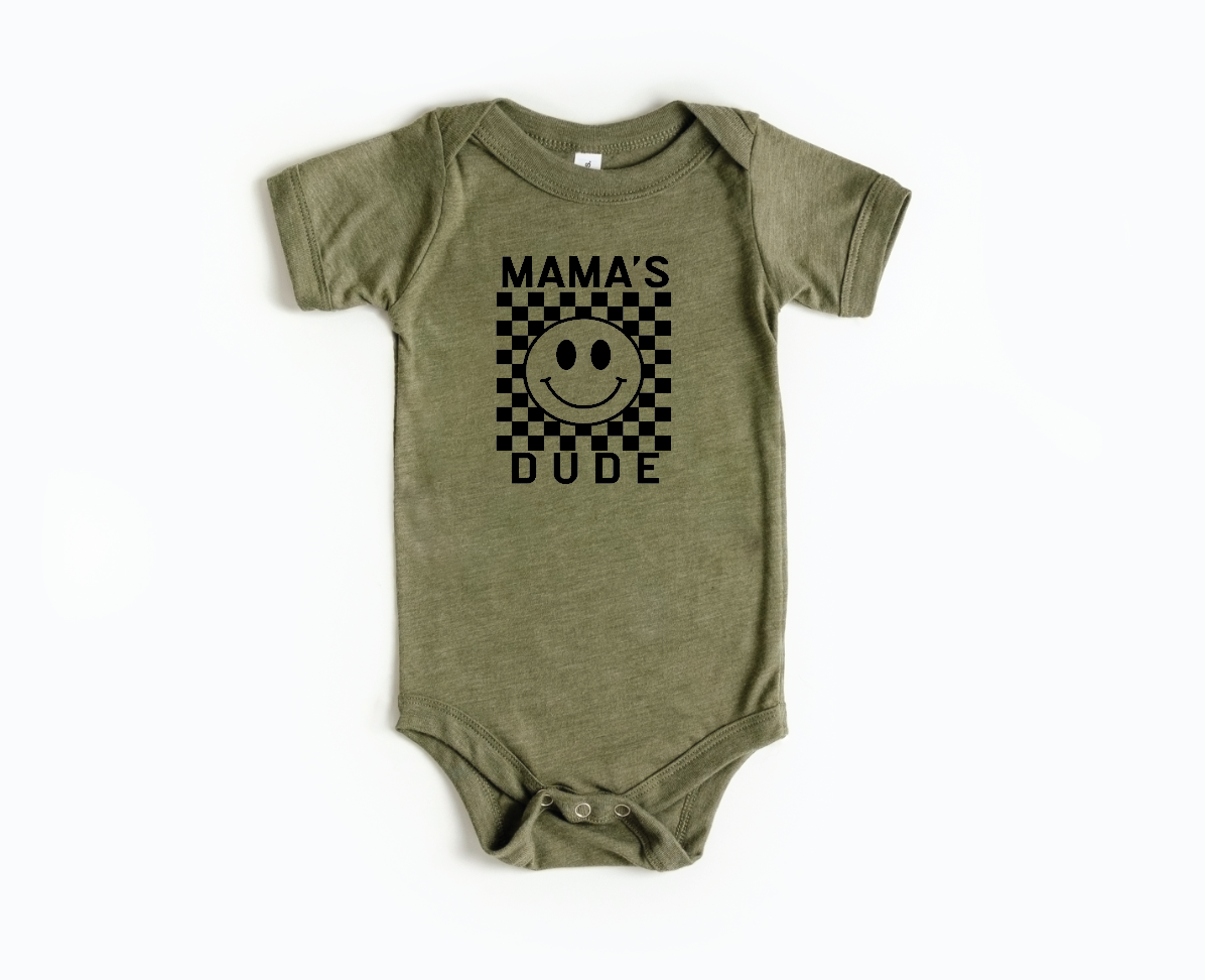 Mama's Dude Checkered Onesie- 3 Colors