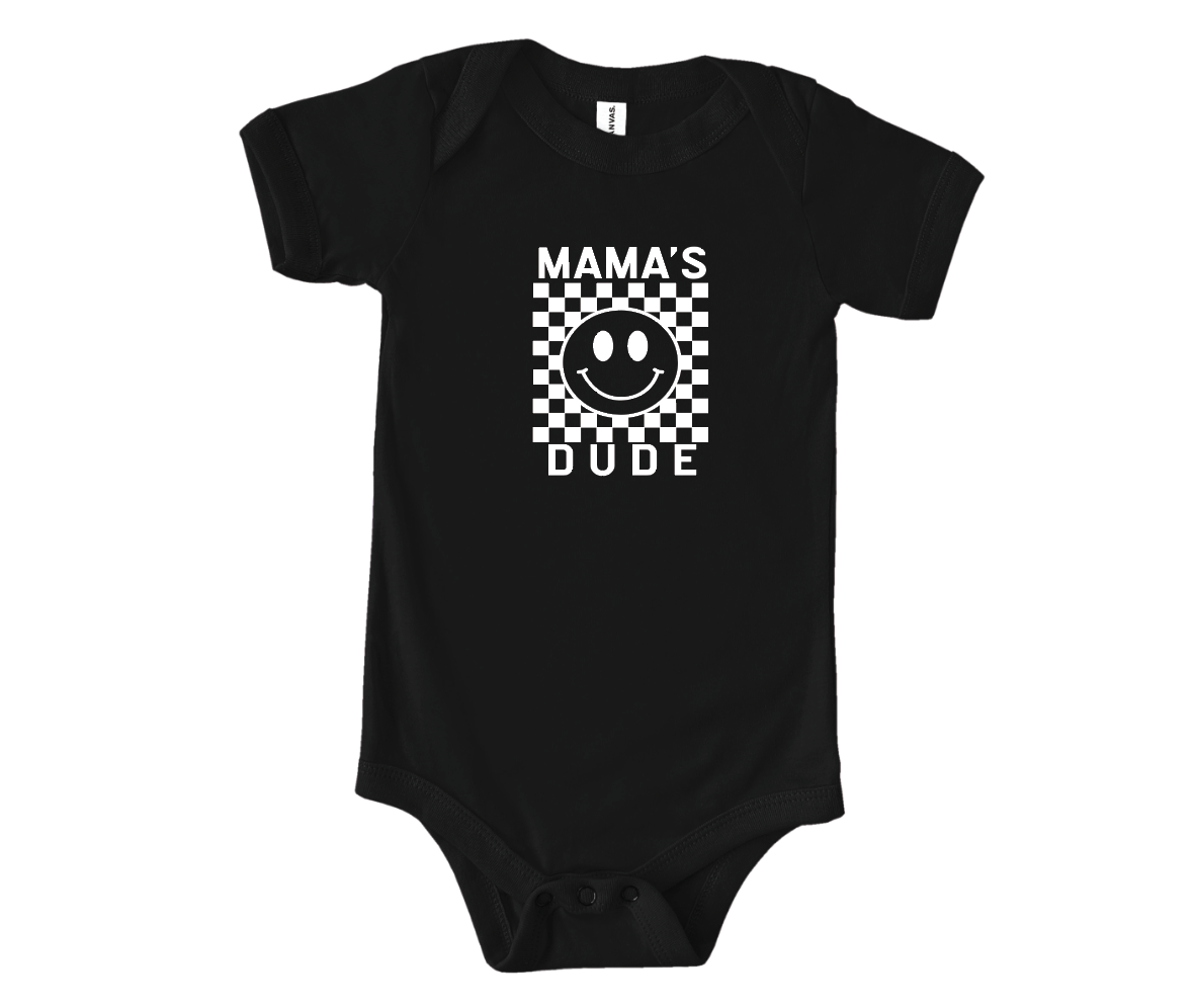 Mama's Dude Checkered Onesie- 3 Colors