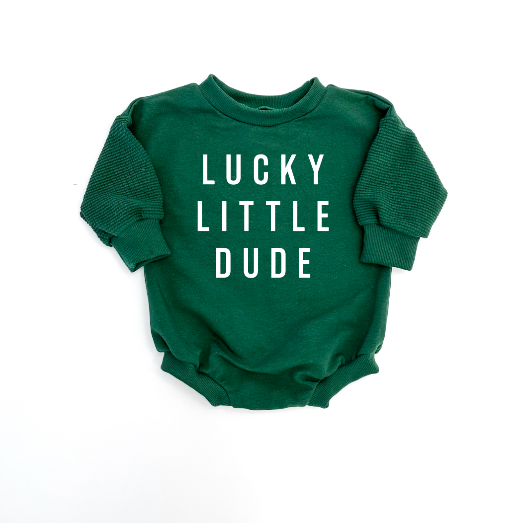 Lucky Little Dude Child Waffle Sleeve Sweater Romper