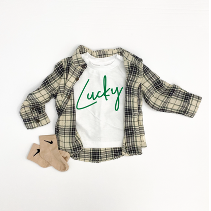 Lucky Script Child Tee - Green Design