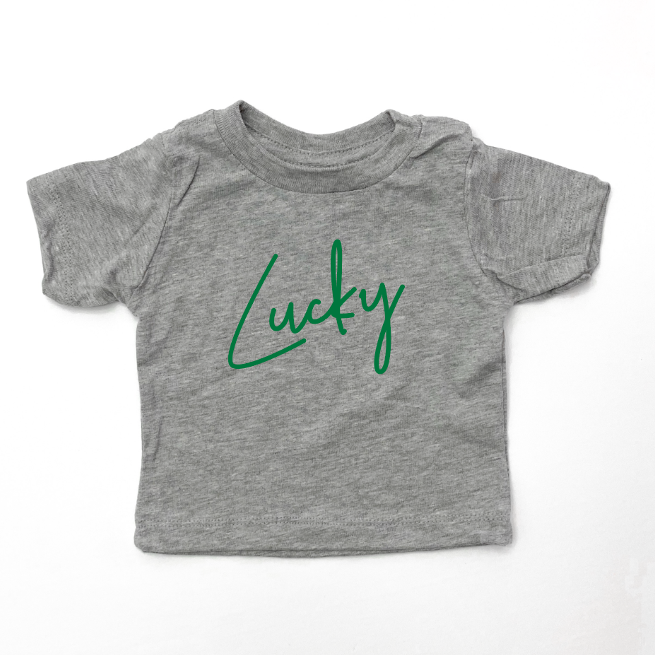 Lucky Script Child Tee - Green Design