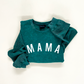 Mama Festive Curved Waffle Sleeve Crewneck- 3 Colors
