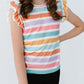 Spring Stripes Short Sleeve Ruffle Tee