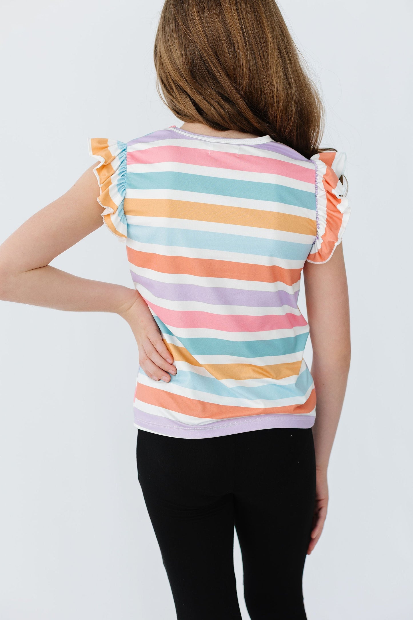 Spring Stripes Short Sleeve Ruffle Tee