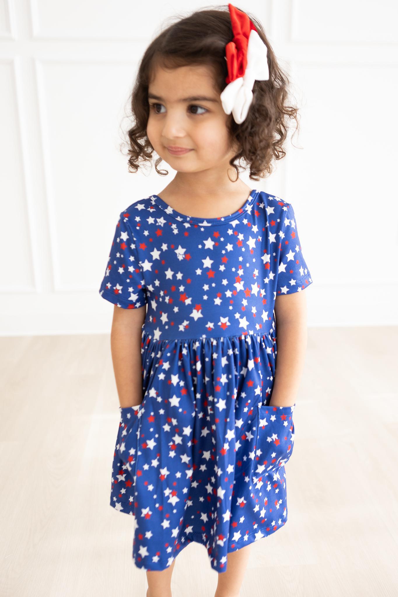 Star Bright Short Sleeve Pocket Twirl Dress