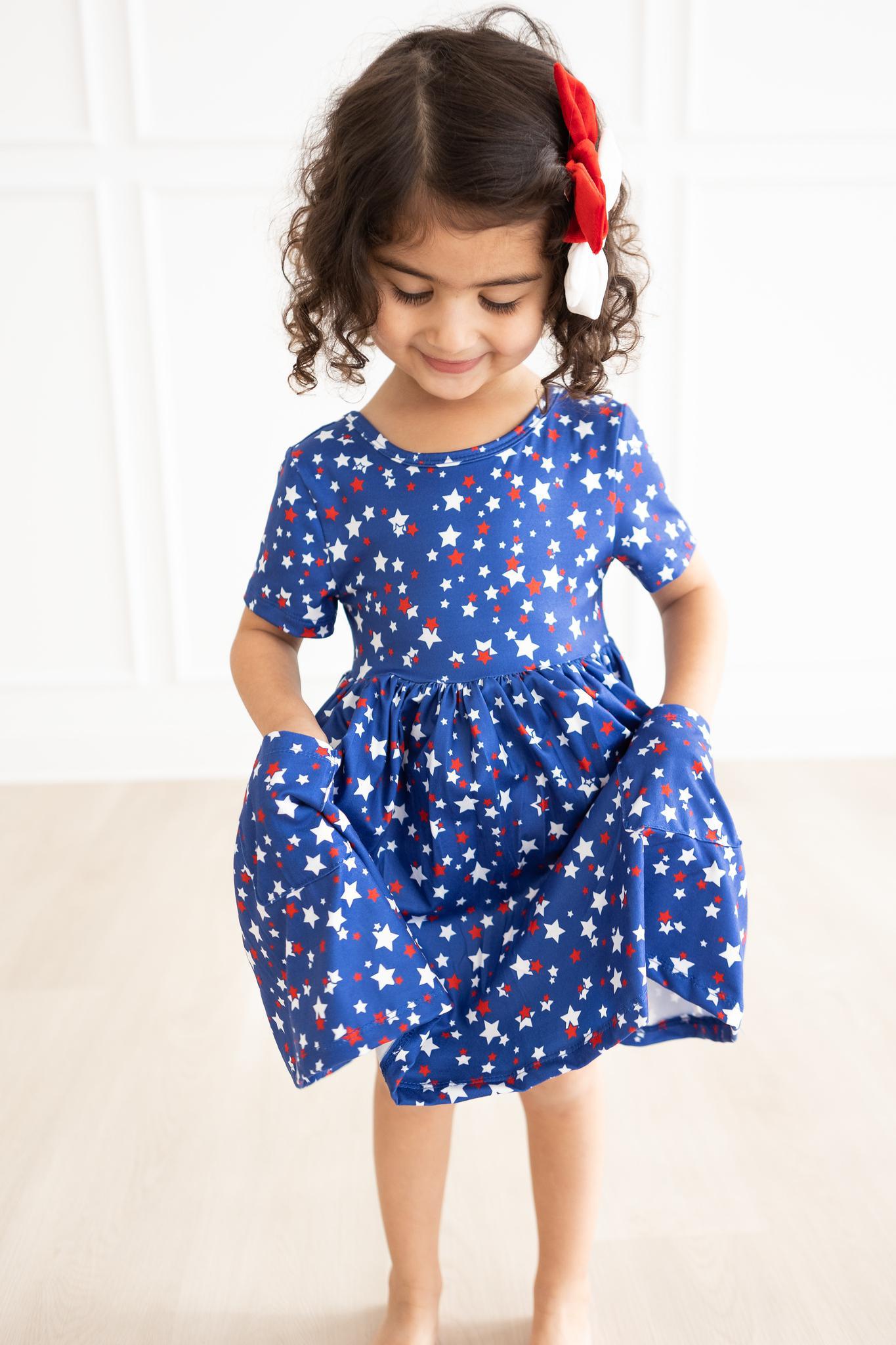 Star Bright Short Sleeve Pocket Twirl Dress