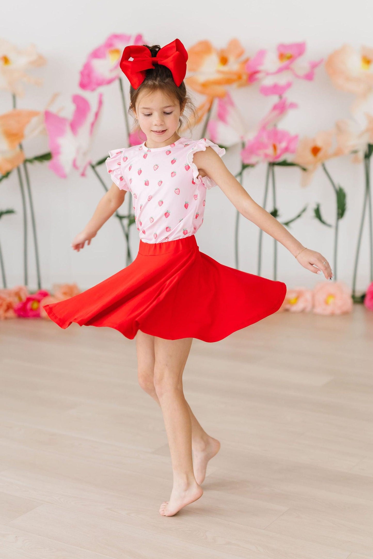 Sweet Strawberries Short Sleeve Ruffle Tee