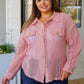 Sweeter Than Nectar Lace Button Down in Rose