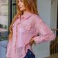 Sweeter Than Nectar Lace Button Down in Rose