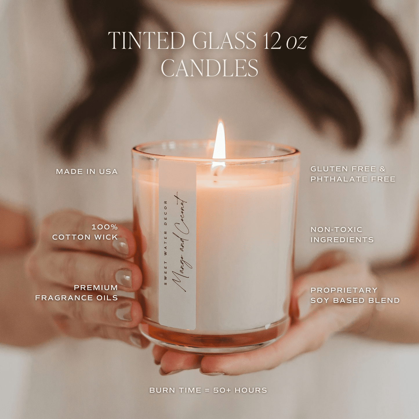 Mango and Coconut Soy Candle - Tinted Glass Jar - 12 oz