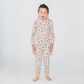 Electric Smiley Two-Piece Pajama Set- Beige
