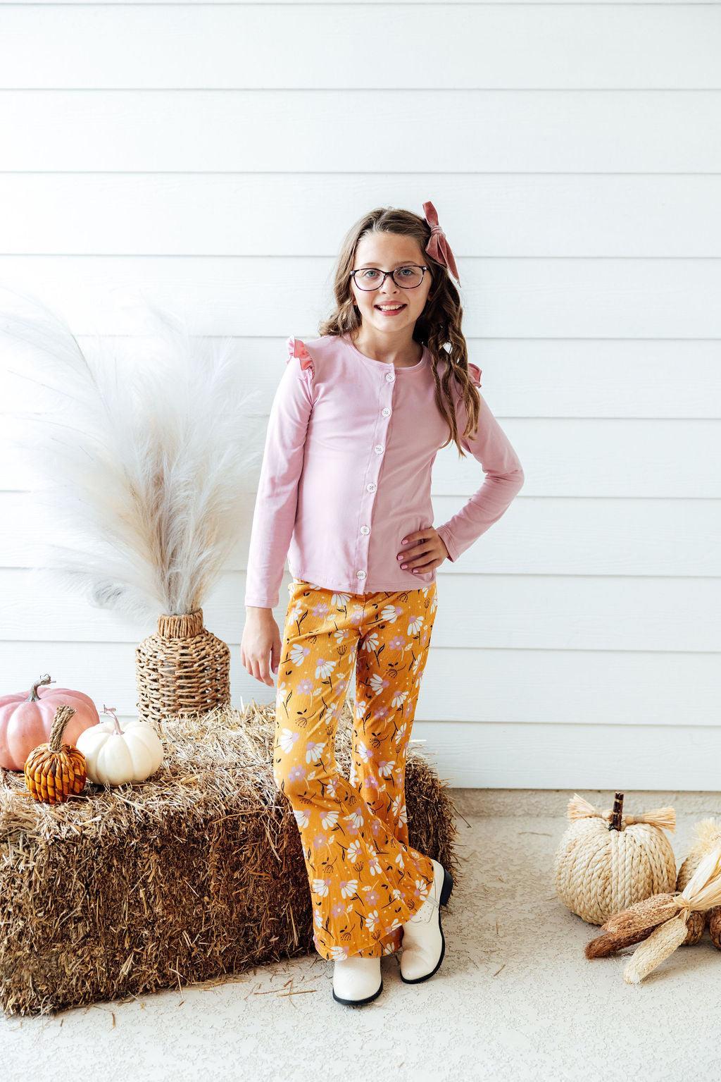 Vintage Pink Ruffle Cardigan