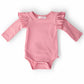 Vintage Pink Long Sleeve Flutter Bodysuit