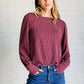 When the Sun Goes Down Mineral Wash Ribbed Knit Top in Wine