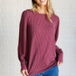 When the Sun Goes Down Mineral Wash Ribbed Knit Top in Wine