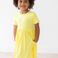 Yellow Short Sleeve Pocket Twirl Dress