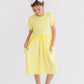 Yellow Short Sleeve Pocket Twirl Dress