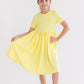 Yellow Short Sleeve Pocket Twirl Dress