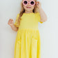 Yellow Short Sleeve Pocket Twirl Dress