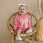 Applique Floral Bow Sweatshirt Romper