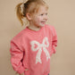 Applique Floral Bow Crewneck Sweatshirt