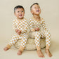 Checkered Bamboo Zippy Romper- Golden Coast