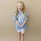 Blue Toile Applique Bow Sweatshirt Romper or Crewneck