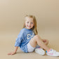 Blue Toile Applique Bow Sweatshirt Romper or Crewneck