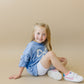 Blue Toile Applique Bow Sweatshirt Romper or Crewneck