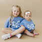 Blue Toile Applique Bow Sweatshirt Romper or Crewneck