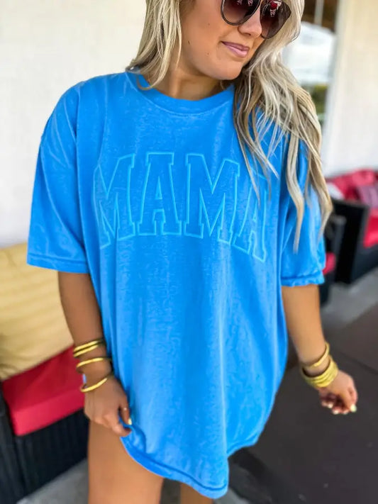 Mama Puff Letter Graphic Tee- Blue