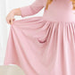 Vintage Pink 3/4 Sleeve Pocket Twirl Dress