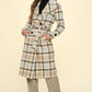 On The Town Double-Breasted Plaid Coat with Belt