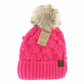 C.C. Bobble Knit Fur Pom Beanie- 10 Colors