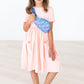 Peach Short Sleeve Pocket Twirl Dress