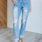 Aiden High Rise Patch Pocket Distressed Boyfriend Jeans - Aubrey Jaymes Boutique#