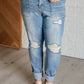 Aiden High Rise Patch Pocket Distressed Boyfriend Jeans - Aubrey Jaymes Boutique#