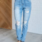 Aiden High Rise Patch Pocket Distressed Boyfriend Jeans - Aubrey Jaymes Boutique#