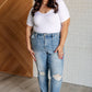 Aiden High Rise Patch Pocket Distressed Boyfriend Jeans - Aubrey Jaymes Boutique#